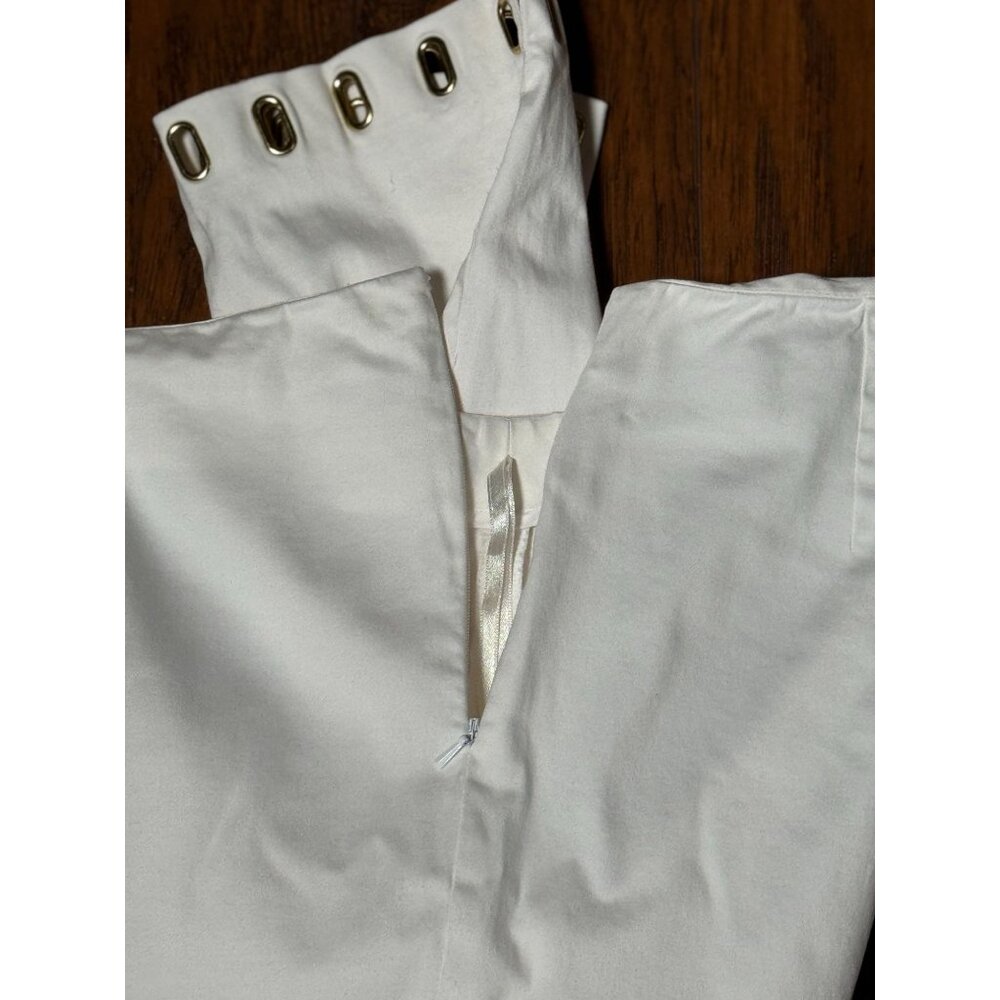 Jones New York Signature Dress Pants Size 4 White Stretch Keyhole Bottom Detail - Picture 7 of 11